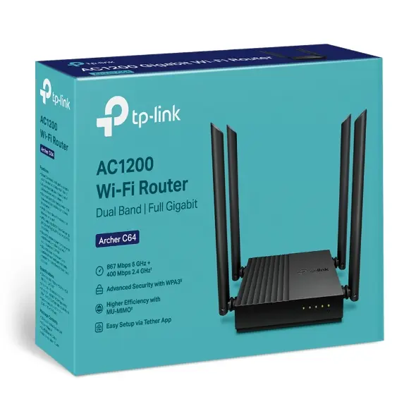 TP-LINK ARCHER C64 | AC1200 WIRELESS MU-MIMO WIFI ROUTER