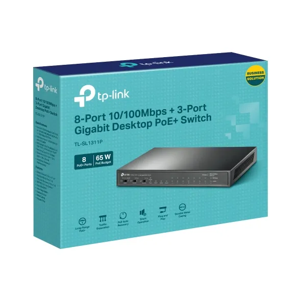 TP-LINK TL-SL1311P | 8PORTS 10/100Mbps + 3PORTS GIGABIT POE+ SWITCH