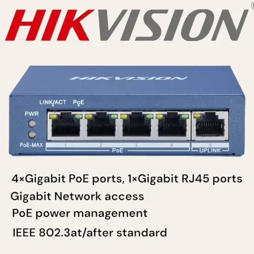 [HIKVISION] HIKVISION 3E0505P-E/M | 4PORTS GIGABIT POE SWITCH